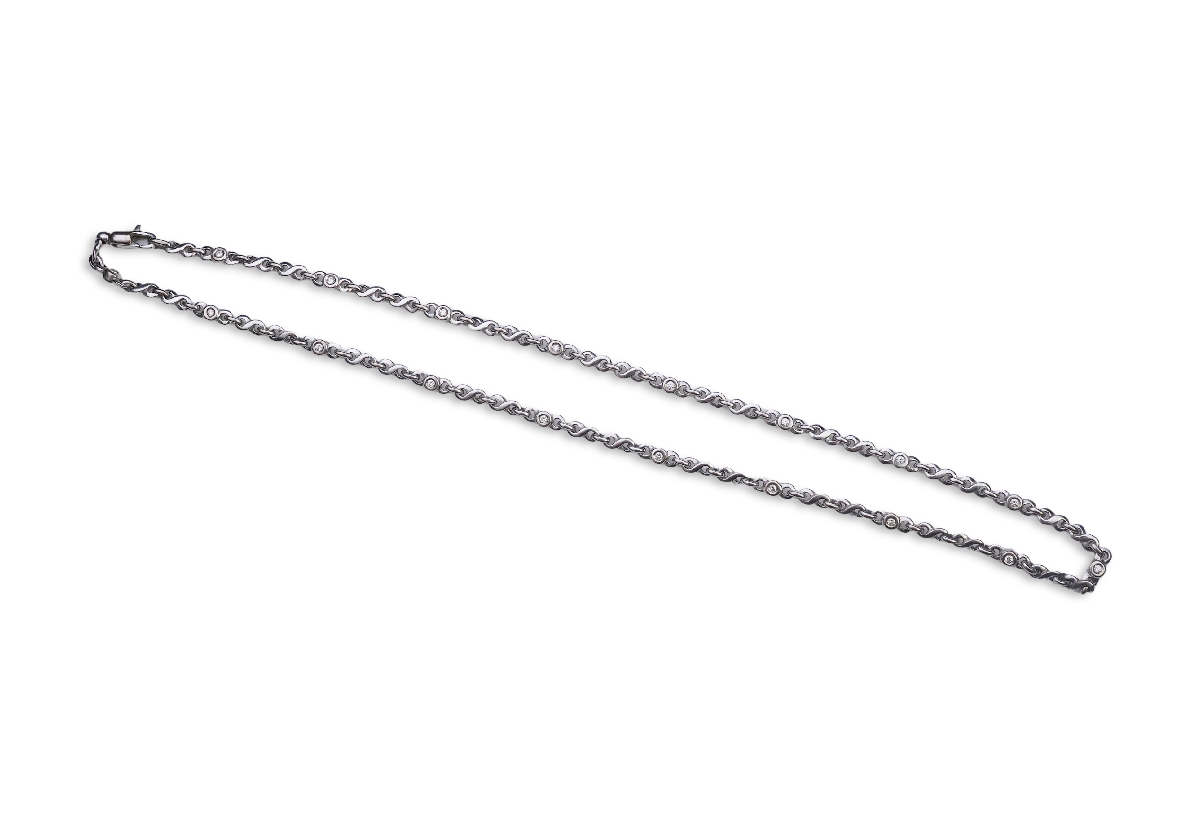 A white gold and diamond necklace